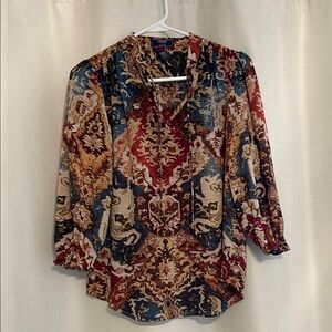 Chaps Multicolor Patterned Women's Petite Small Top